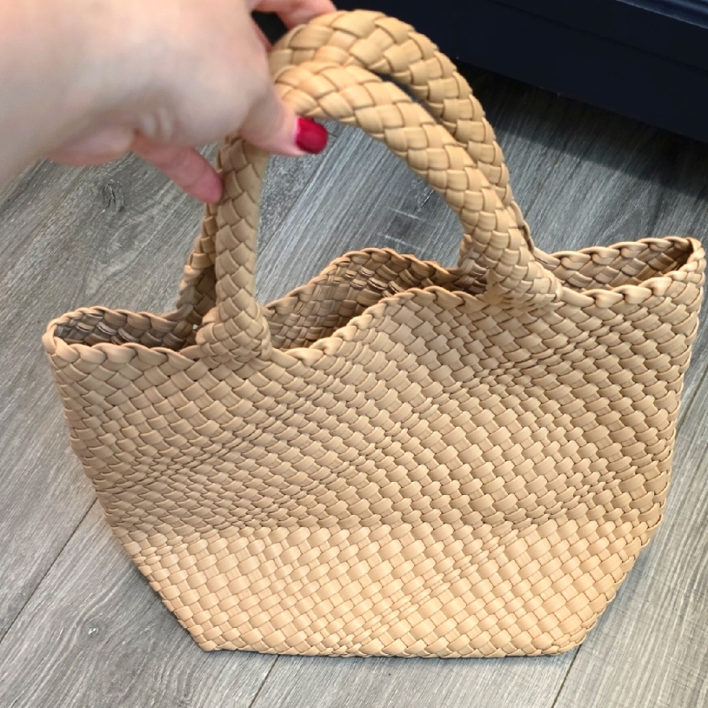 Tan Textured Tote Bag with Sturdy Handles